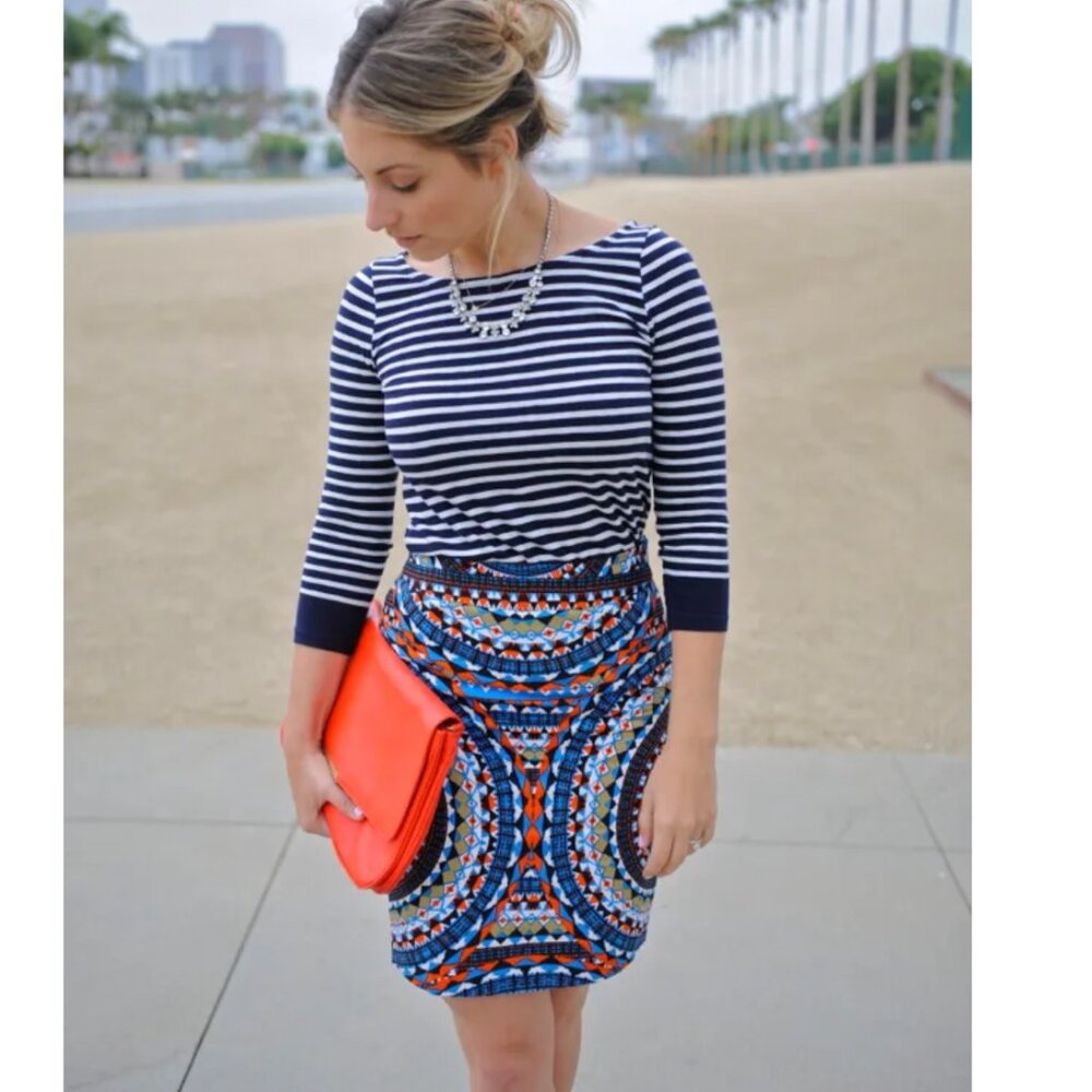Anthropologie Tabitha Olmeda Patterned Pencil Skirt, size 2